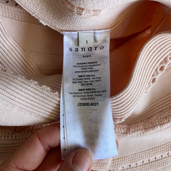 NWOT Sandro light pink knit flare knee-length skirt Sz 1/XS - Picture 4 of 7